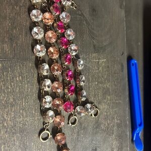 Set of 4‎  Pink and Clear Crystal Gemstone Bracelets